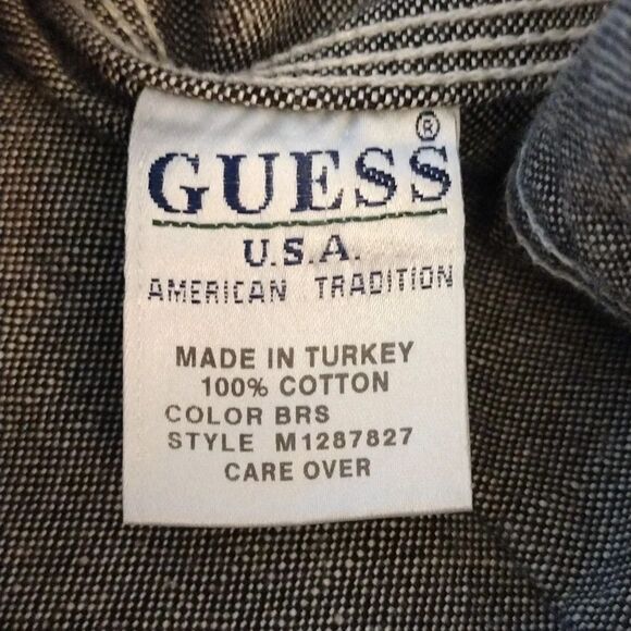 Y2K GUESS Black White 4 Pocket Trucker Denim Jean Jacket Men's Size XXL - Picture 12 of 14